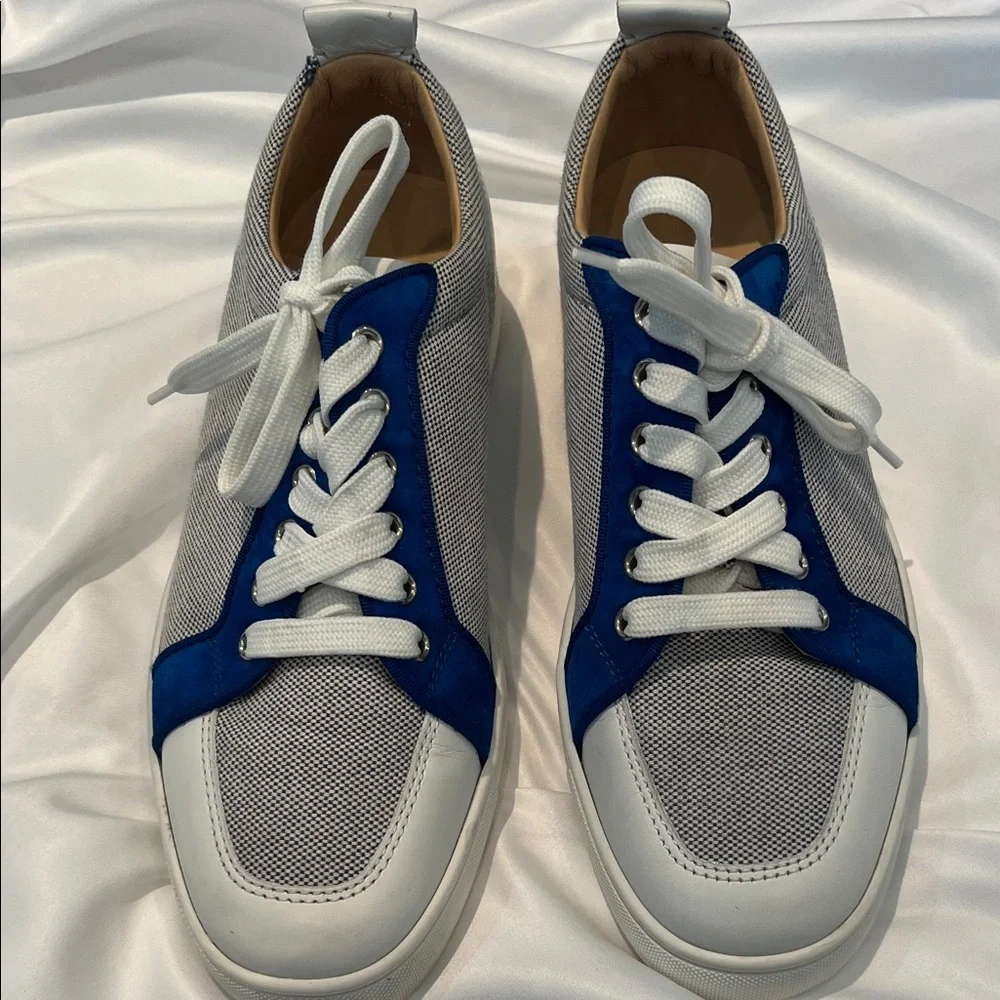 Christian Louboutin White and Blue Men's Athletic Sneakers